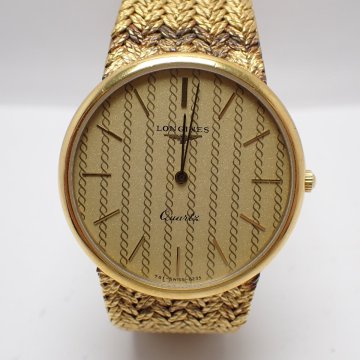 1円開始◆稼働◆ ロンジン 20130542 ゴールド クオーツ ユニセックス 腕時計 AE94703