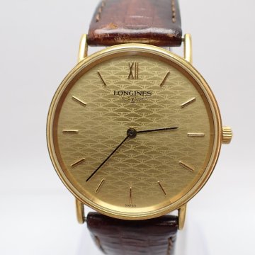 1円開始◆稼働◆ ロンジン L4 637 2 ゴールド クオーツ ユニセックス 腕時計 AE93905