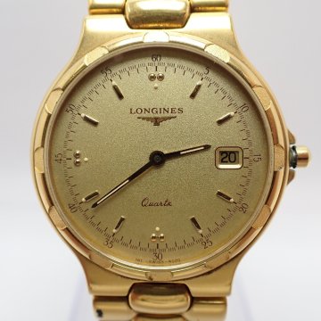 1円開始◆稼働◆ ロンジン L1.614.2 コンクエスト ゴールド クオーツ ユニセックス 腕時計 コマ４ AE93906