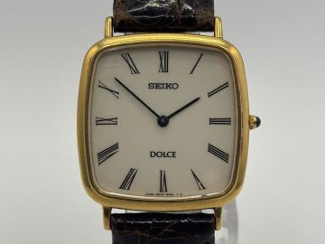 A52482112630 SEIKO セイコー DOLCE ドルチェ 5E30-5A60 メンズ腕時計 18KT 750 K18 白文字盤 クォーツ 2針 ローマン 稼働 現状品 中古