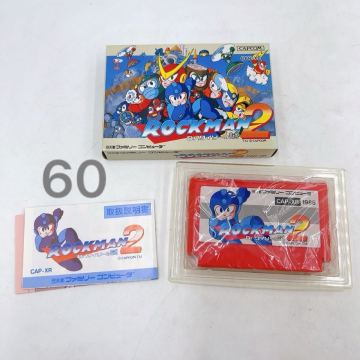 2AB032 1円〜 【極美品】 任天堂 ファミコン FC ロックマン2 箱 取説 ゲームソフト 動作確認済み