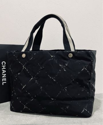 CHANEL ● 新品同様 シャネル トラベルライン トートバッグ ブラック ハンドバッグ 黒 バッグ