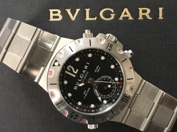 美品　BVLGARI　ブルガリ　ディアゴノ　スクーバ　SD38S　GMT　OH済　