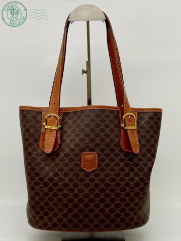 CB0603344　＊ CELINE セリーヌ マカダム トートバッグ M95 バケツ トリオンフ ブラウン系 PVC レザー ブランド 中古品 used品 現状品 10