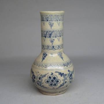 「都内コレクター所蔵品」ベトナム（越南）時代古陶　安南染付瓶　安南焼　東南アジア古陶器　lot:22822