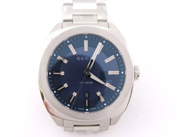 1円 グッチ GG2570 SS ブルー文字盤 腕時計 メンズ 稼働 QZ ES 35064