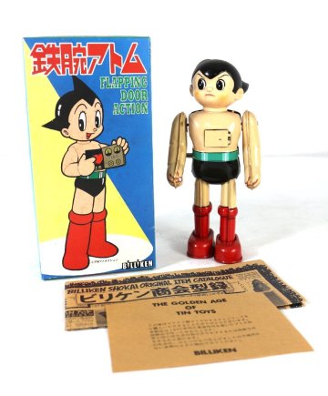 【ト足】 鉄腕アトム FLAPPING DOOR ACTION ビリケン商会 ゼンマイ歩行ブリキ ブリキ玩具 フィギュア CA603CHH02