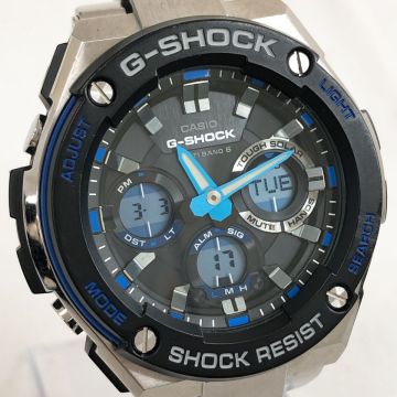 美品 CASIO カシオ G-SHOCK ジーショック G-STEEL 腕時計 GST-W100D-1A2JF 電波ソーラー タフソーラー マルチバンド6 アナデジ 動作OK
