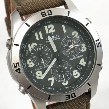 CASIO カシオ OVERLAND オーバーランド ウェーブセプター 腕時計 OVW-600LJ-3AJF 電波ソーラー タフソーラー クロノグラフ 動作確認済み