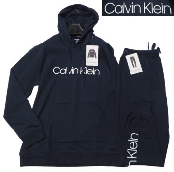 新品正規品 Calvin Klein カルバンクライン スウェット 上下セットアップ フーディー/ジョガーパンツ US:L JP:XL 紺(OPP) np2224s/np2221s