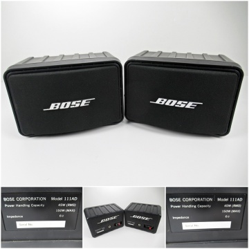 ◆[C66]BOSE　ボーズ　スピーカーシステム　111AD　スピーカーペア　ブラック　動作確認