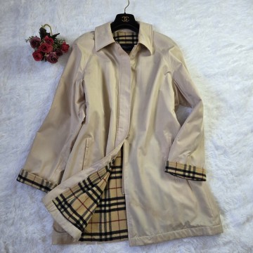 大きいサイズ バーバリー ロンドン【XL 英国製 裏地 ノバチェック ステンカラーコート】BURBERRY LONDON ロングコート ベージュ ダブルZIP