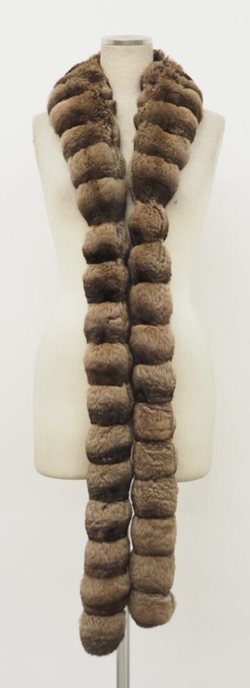 ☆チンチラ☆ロングマフラー☆203cm&times;10cm☆レアカラー☆レアデザイン☆材料用☆