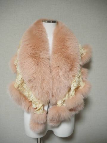 ■染めブルーフォックス■ショール■27cmｘ100cm■レアカラー■レアデザイン■新品時下げ札付き■