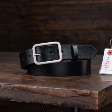 ブラック【牛革】イタリアンレザー シンプル メンズ 本革 ベルト フリーサイズ ナチュラル 新品 未使用 送料無料 1円 黒 田中革具