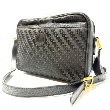 美品●GUCCI グッチ ショルダーバッグ カメラバッグ キャンバス GG インターロッキング　金具 レザー ブラック メンズ レディース