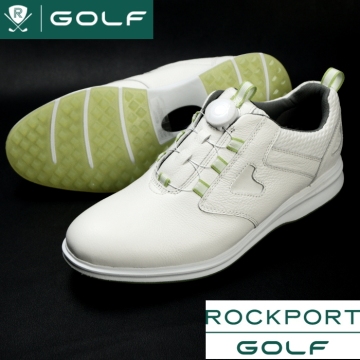 【新品】定価3.5万 ロックポート ROCKPORT GOLF《上質プレミアムレザー》防水 ダイヤル式 スパイクレス ゴルフシューズ 27cm 白