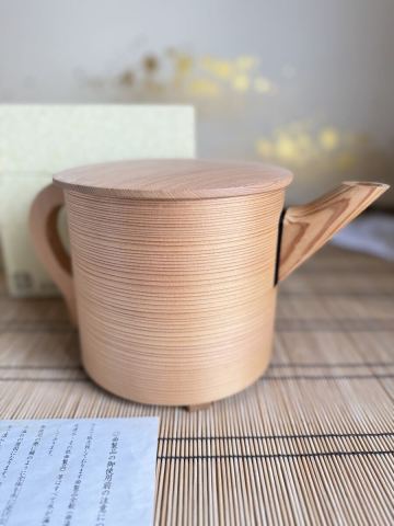 【美品】秋田杉 曲げわっぱ 曲水次（まげみずつぎ）茶道具 天然木 伝統工芸 栞・共箱付