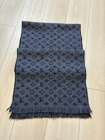 １円〜　極美品　LOUIS VUITTON ルイヴィトン エシャルプ クラシック マフラー モノグラム ブルーマリーヌM78525 ウール