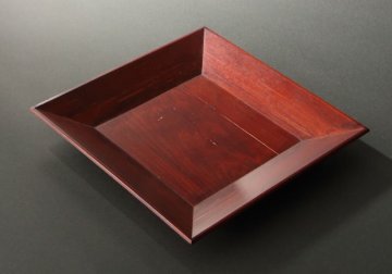 委託HK◇岩木裕軒 溜塗四方盆 御即位高御座残材を以て 共箱（茶道具 漆芸 溜塗 工芸 菓子器 干菓子 茶入盆 香盆 菓子盆 指物師 秀斎 茶事）