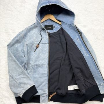 極美品/XL相当!!◎近年モデル COACH コーチ【圧巻の全面シグネチャー】デニム パーカー インディゴ ジップ フード ジャケット Gジャン 総柄