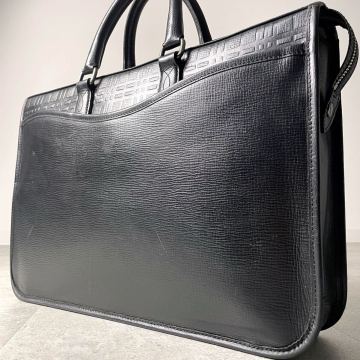 定価20万/入手困難/美品◎ Burberry バーバリー ブリーフケース　エンボスチェック メガチェック　ビジネス レザー 黒 ブラック