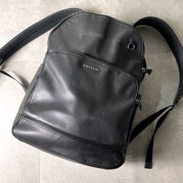 入手困難/定価12万◎ COACH コーチ メンズ リュック バックパック 紳士 A4収納 ビジネス グラハム オールレザー 本革 ブラック 黒