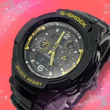 美品 稼働品 カシオ CASIO Gショック G-SHOCK スカイコックピット メンズ腕時計 アナデジ 防水 ブラック系文字盤 ソーラー電波 GW-3500B