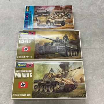 ◆【TK747】/1円〜 HASEGAWA/ハセガワ 5号戦車 パンサー G型/6号戦車 タイガーI型/キューベルワーゲン プラモデル 3点セット 同梱&times;