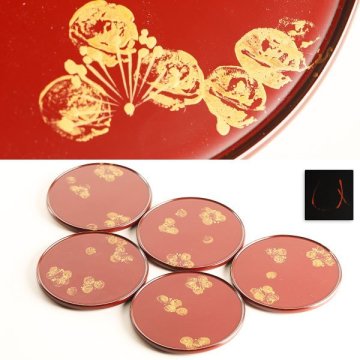 【流】能登輪島塗 箱瀬淳一 蒔絵小皿五客 共箱 HE209