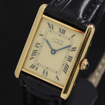 1円 保付 カルティエ マストタンクLM W1002753 SV925 QZ イエロー文字盤 レディース腕時計 0493020 2BGT KMT