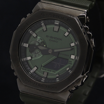 1円 稼働 美品 箱/保付 カシオ QZ GM-2100B Gショック デジアナ 緑文字盤 メンズ腕時計 2000000 3NBG IKE