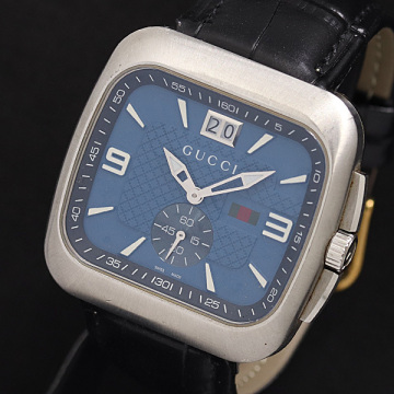 1円 グッチ クーペ YA131318 131.3 SS QZ ブルー文字盤 スモセコ メンズ腕時計 0057200 2BJT KMT