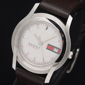 1円 稼働 グッチ シェリー 5500 10978195 AT/自動巻 シルバー文字盤 メンズ腕時計 3973200 3TLT MST