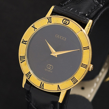1円 稼働 グッチ 3001M QZ ブラック文字盤 メンズ腕時計 2011000 2BJY KMT