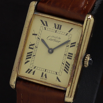 1円 稼働 カルティエ マストタンクSM 手巻き アイボリー文字盤 SV925 レディース腕時計 0823020 2NBT TAM