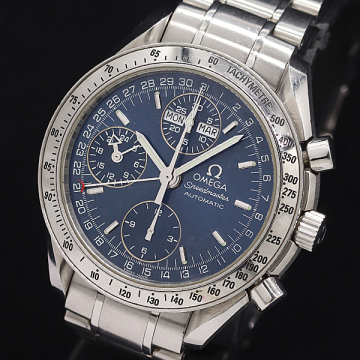 1円 保付 稼働 オメガ スピードマスター クロノグラフ 3523.80 57362427 AT/自動巻 3.9OH済 ブルー文字盤 メンズ腕時計 1023220 2DIT MST