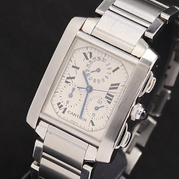 1円 カルティエ タンクフランセーズXL W51001Q3 2303BB11706 QZ クロノグラフ アイボリー文字盤 メンズ腕時計 9562520 3TLT KMT