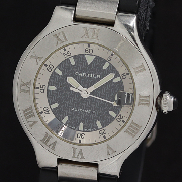1円 稼働 カルティエ マスト 21 ヴァンテアン 2427 24093PL AT/自動巻 デイト 黒文字盤 メンズ腕時計 3771900 3OKT KRI