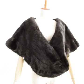 売切り!!★r8fu030812★毛綺麗 VALDI ロイヤルサガミンク ROYAL SAGA MINK ブラックミンク フリル裾 大判ショール ストール
