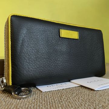 一円　美品 GUCCI グッチ ラウンドファスナー 長財布 ロングウォレット マーモント　ブラック レザー 財布 黒