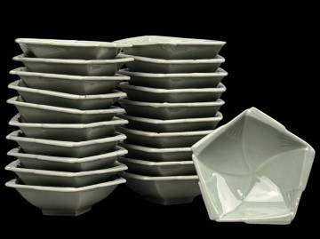 【忠古堂】青磁 五角小鉢 銘々皿 小鉢 小皿 21客 茶道具 高さ約2cm 直径約6.5cm j-440