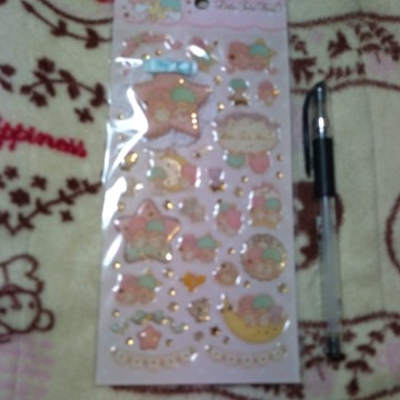 2013年サンリオ　キキララ ツヤツヤシール キキとララ　キキ＆ララ　KIKI＆LALA リトルツインスターズ　レース　レア