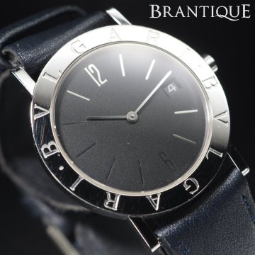 ◆1円~◆電池交換済◆ BVLGARI ブルガリ ブルガリブルガリ BB33SLD SS/革 QZ 黒 文字盤 USED 稼働 メンズ 腕時計 ケース 保 「28719」