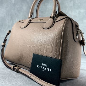 1円 [極美品] COACH コーチ ハンドバッグ ショルダーバッグ 2way ベージュ系 ボストン型 クロスボディ レザー ビジネス 通勤 レディース