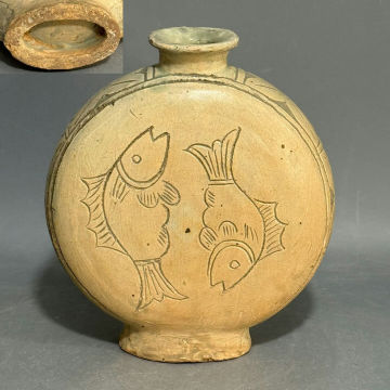 T395朝鮮古美術 朝鮮古陶磁 高麗 李朝 高麗磁 古高麗 李朝 高麗粉青磁扁瓶 