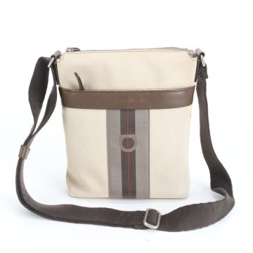 1円■美品■サルヴァトーレフェラガモ■ガンチーニ レザー キャンバス ショルダーバッグ 斜め掛け メッセンジャー メンズ RWM DP12-8