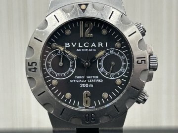 BVLGARI　ブルガリ　SC38S　ディアゴノ　クロノグラフ　メンズ腕時計　ブランド腕時計　自動巻　AUTOMATIC　純正ラバーベルト　黒文字盤