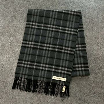 スコットランド製 英国製 BURBERRY バーバリー カシミヤ カシミア マフラー ストール ノバチェク/バーバリーチェック グレー系 男女兼用