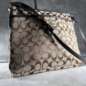 1円［新品同様］■コーチ COACH■ショルダーバッグ ビジネスバッグ メンズ レディース キャンバス クロスボディ 斜め掛け レザー